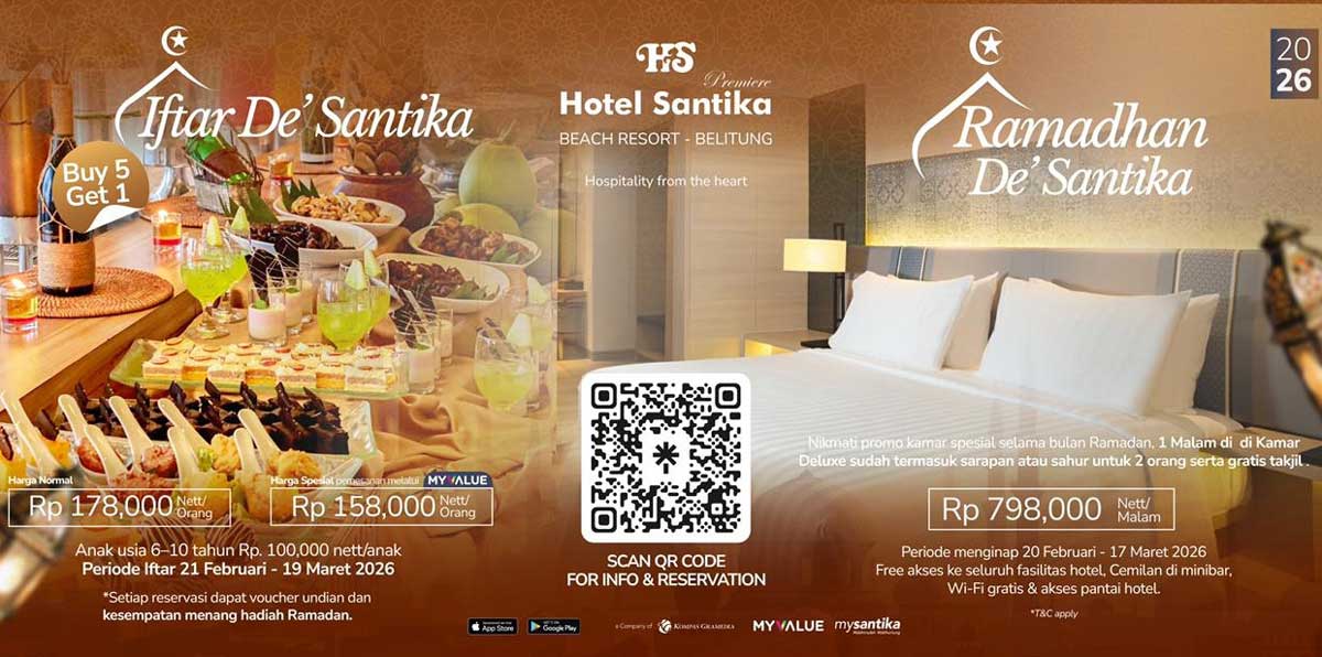 Bukber Rasa Liburan! Promo Iftar Hotel Santika Belitung, Ngabuburit Seru di Tepi Pantai