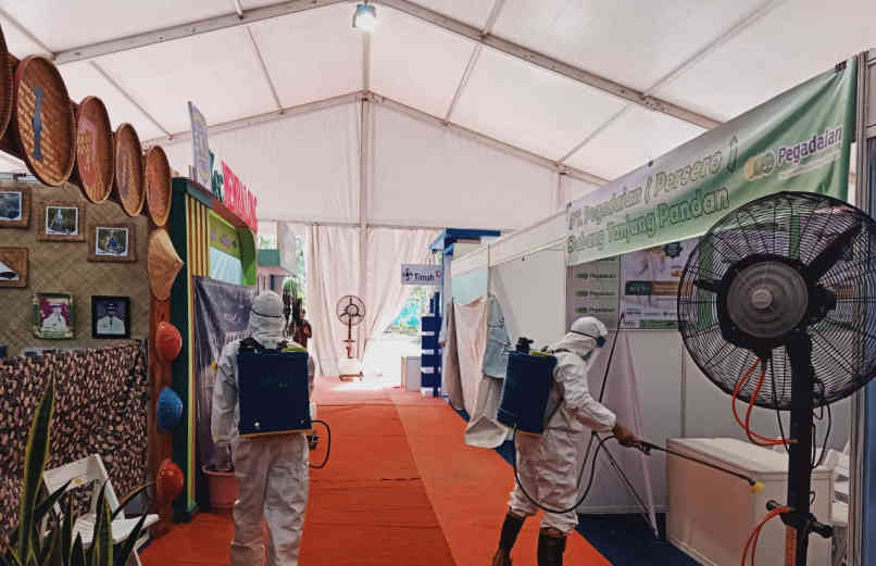 Penyemprotan Desinfektan Dilakukan Selama Kegiatan Belitung Expo 2021