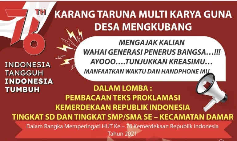 Yuk! Ikuti Lomba Video Pembacaan Teks Proklamasi se Kecamatan Damar