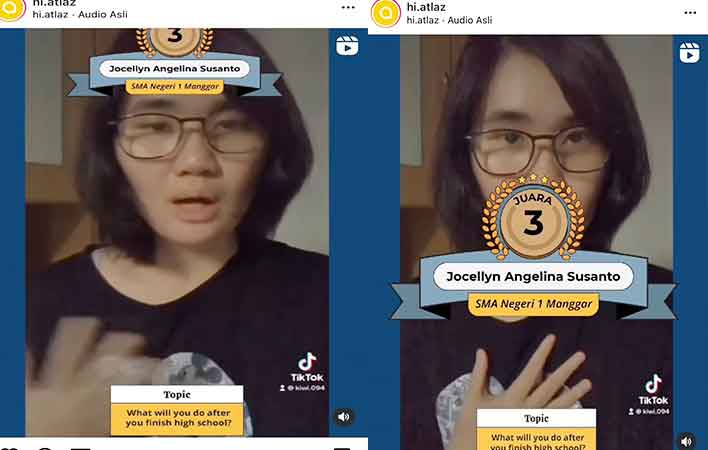 Jocelline, Siswi SMAN 1 Manggar Raih Juara Vlog Atlaz 2022
