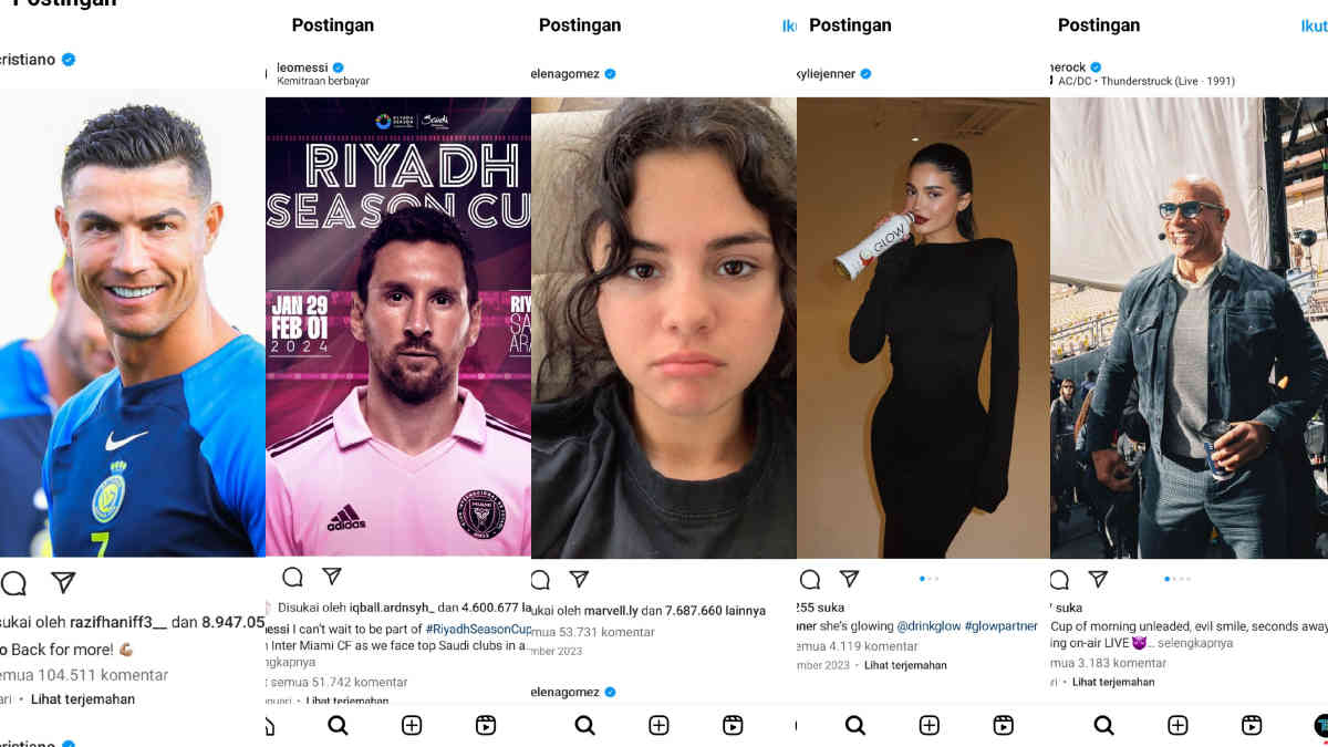 Wow, 5 Selebriti Ini Punya Followers Instagram Terbanyak di Dunia, Nomor 1 Pemain Sepak Bola!