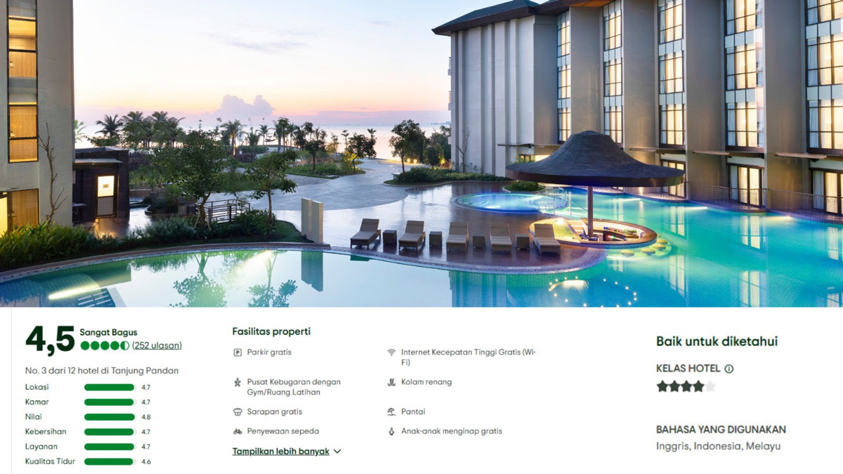 Dari Ulasan Tamu, Hotel Beach Access di Belitung Ini Raih Rating 4,5