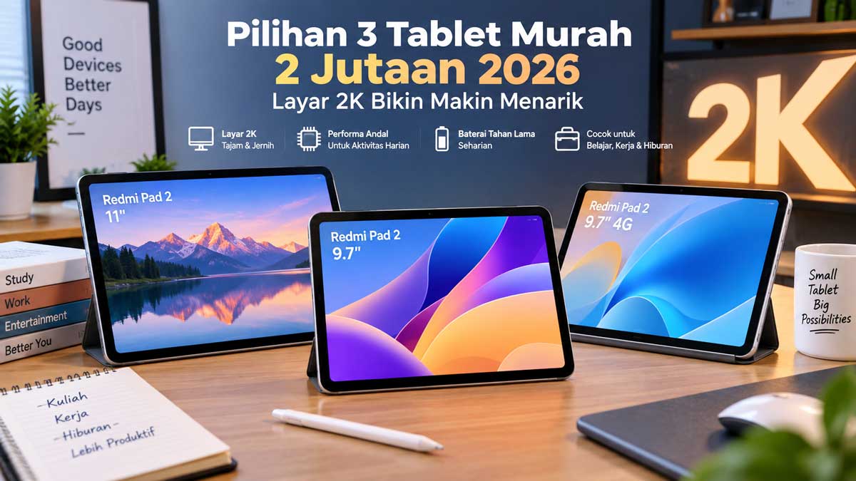 Pilihan 3 Tablet Murah 2 Jutaan 2026, Layar 2K Bikin Makin Menarik