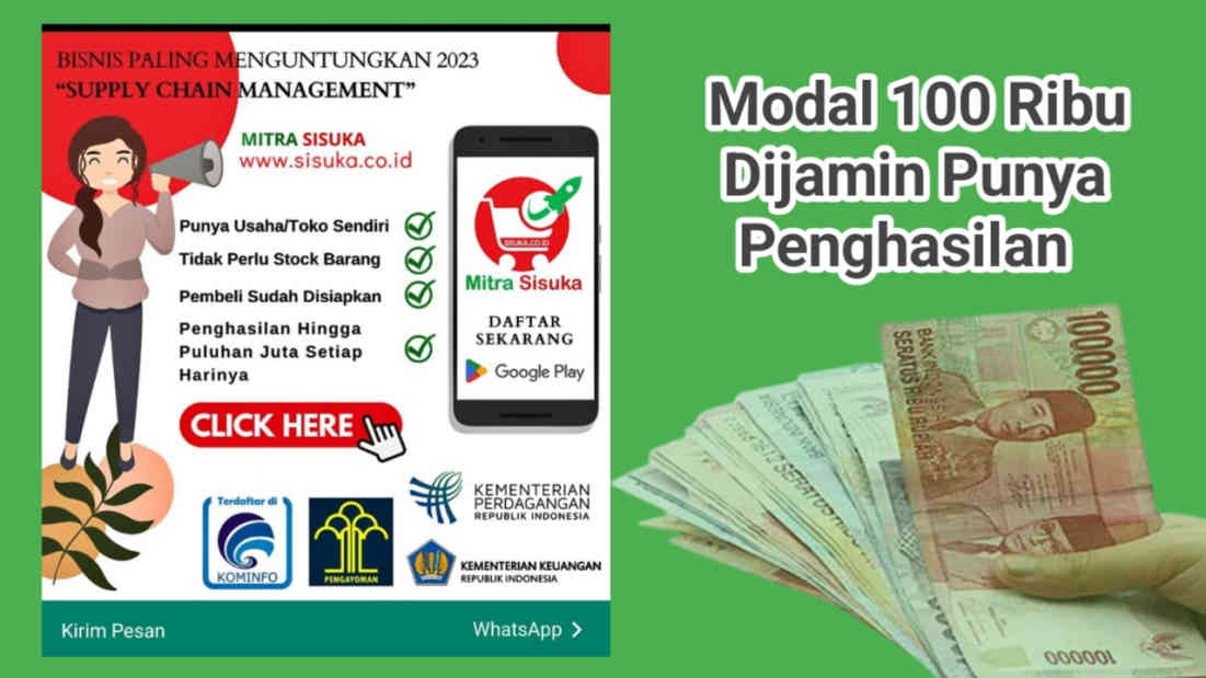 Buruan Gabung Mitra Sisuka, Cuma Modal 100 Ribu Langsung Dijamin Punya Penghasilan