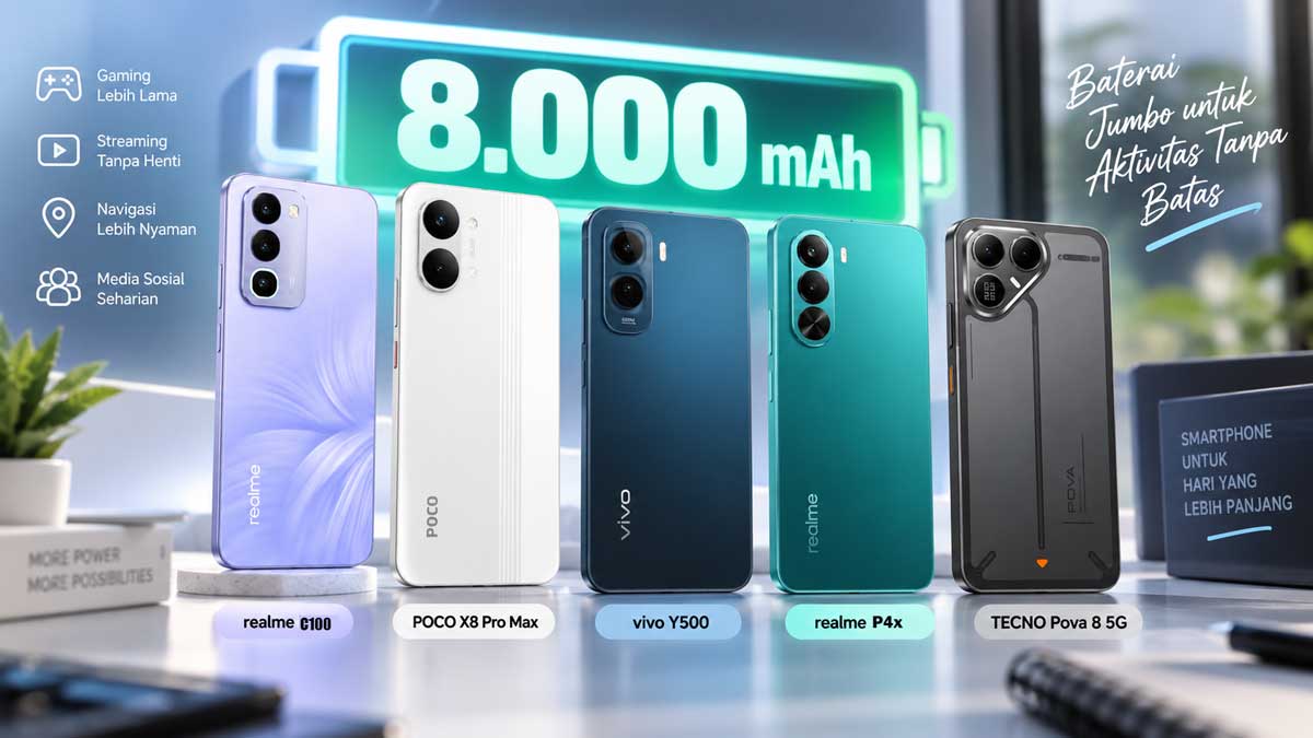 Daftar 5 HP Baterai 8.000 mAh Terbaru 2026, Harga Mulai 2 Jutaan dengan Fitur Menarik