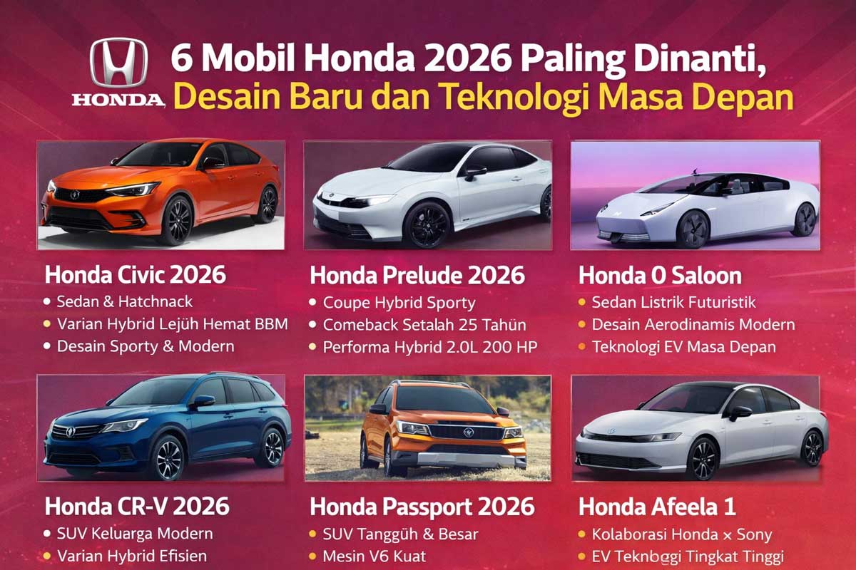 6 Mobil Honda 2026 Paling Dinanti, Desain Baru dan Teknologi Masa Depan