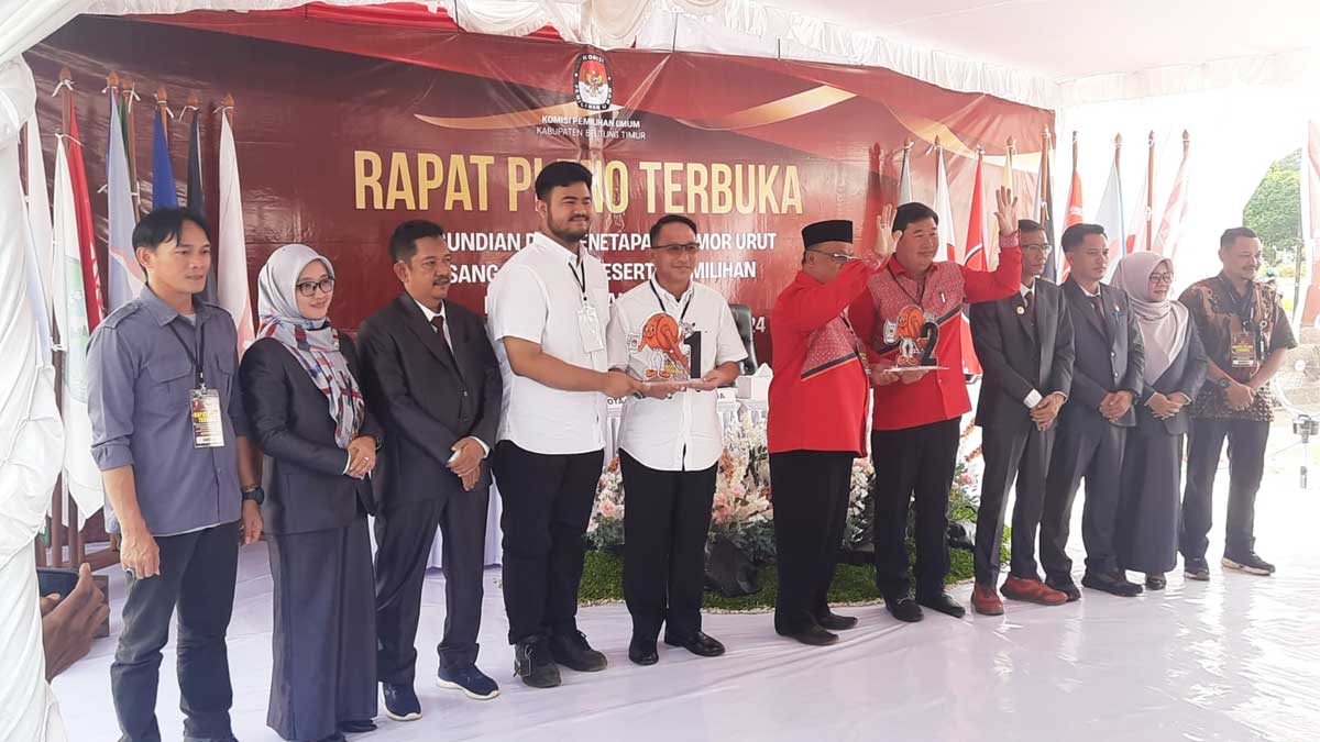 Resmi! KPU Beltim Tetapkan Nomor Urut Pasangan Calon Bupati Pilkada 2024