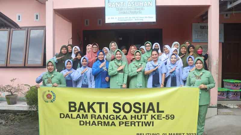 HUT ke-50, Dharma Pertiwi Koorcab Babel Baksos di Belitung, Berikan Tali Asih Anak Yatim dan Dhuafa