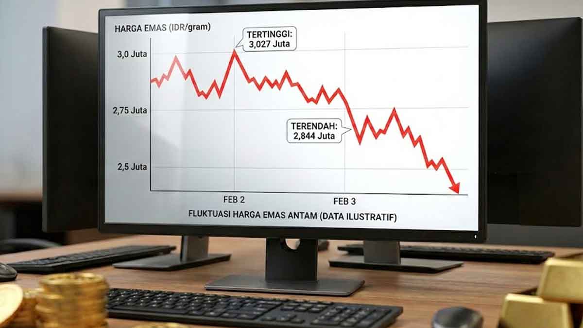Harga Emas Antam Hari Ini, Terjun Bebas di Luar Prediksi