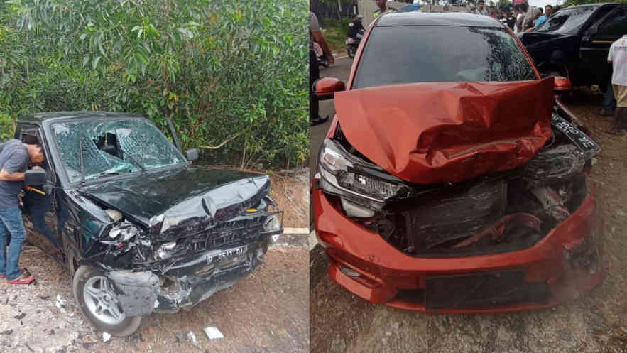 Kecelakaan Mobil di Jalan Tanjung Kelayang, Brio dan Panther Rusak Parah