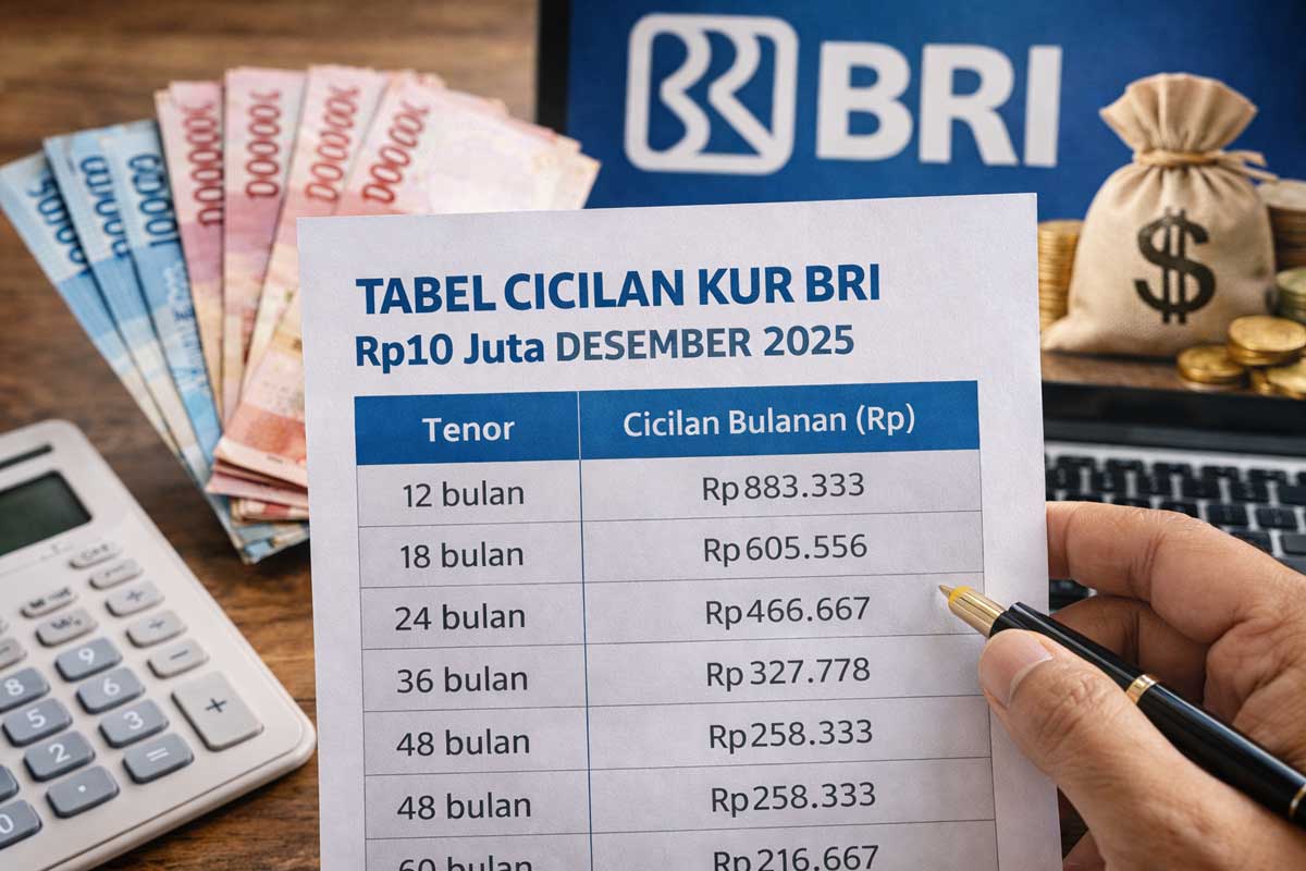 Tabel Lengkap Cicilan KUR BRI Rp10 Juta Desember 2025, Mulai Rp216 Ribuan
