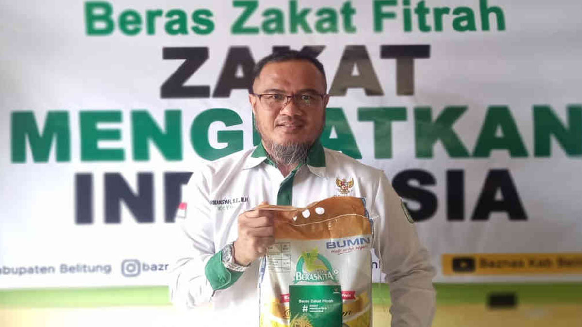 Baznas Belitung Salurkan 400 Karung Beras Zakat Fitrah Ramadan 2026