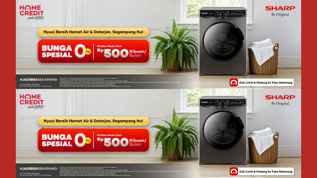 Cicilan Mesin Cuci Sharp Mulai Rp500 Ribuan! Promo Tenor 6 Bulan Cuma Bayar 5x
