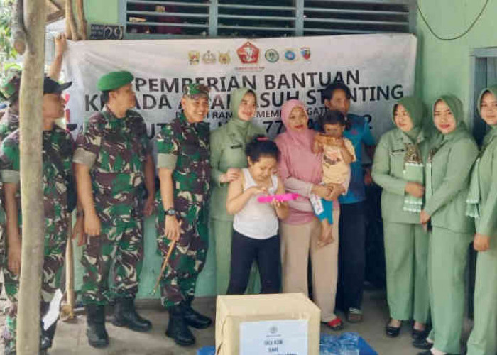 HUT ke-77 TNI, Dandim 0414/Belitung Bagikan Bantuan kepada Anak Asuh Stunting