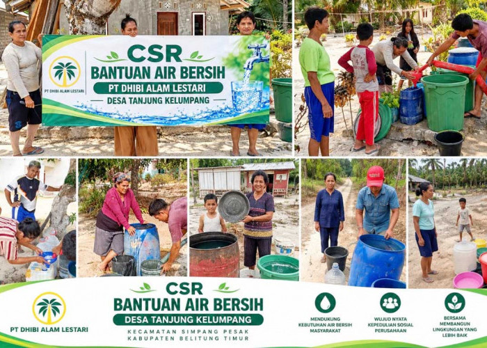 PT Dhibi Alam Lestari Salurkan Bantuan Air Bersih untuk Warga Tanjung Kelumpang