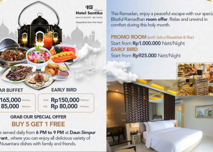 Hotel Santika Belitung Tawarkan Promo Blissful Ramadhan 2025, Paket Spesial Berbuka Puasa & Menginap 