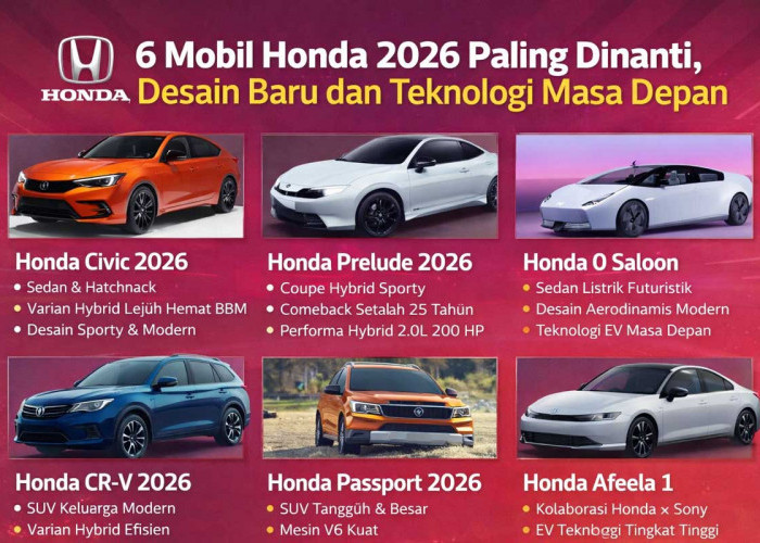 6 Mobil Honda 2026 Paling Dinanti, Desain Baru dan Teknologi Masa Depan