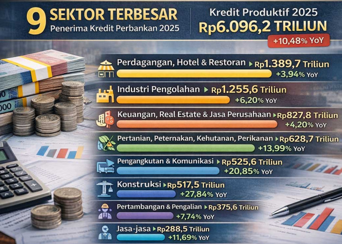 Kredit Produktif Perbankan Tembus Rp6.096,2 Triliun di 2025, Ini 9 Sektor Penyerap Terbesar