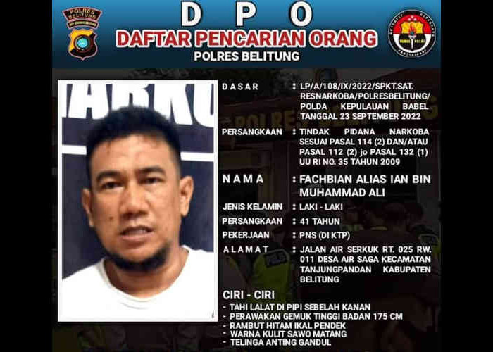 Kabur Dari Sel Tahanan, Fachbian DPO Polres Belitung, Diduga Ada Keterlibatan Oknum Polisi