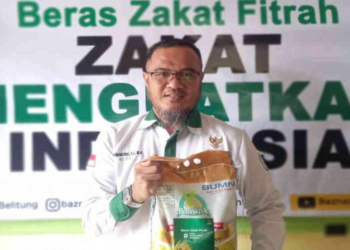 Baznas Belitung Salurkan 400 Karung Beras Zakat Fitrah Ramadan 2026
