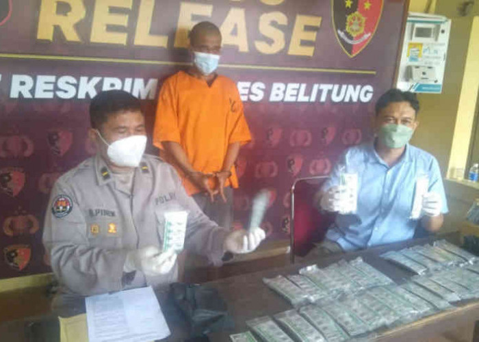 Pengedar Tramadol di Tanjungpandan Ditangkap Satres Narkoba Polres Belitung, BB 3.000 Butir Pil