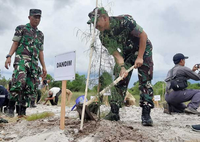 HUT ke-77 TNI, Dandim 0414/Belitung Tanam Pohon Penghijauan di Kampong Reklamasi 